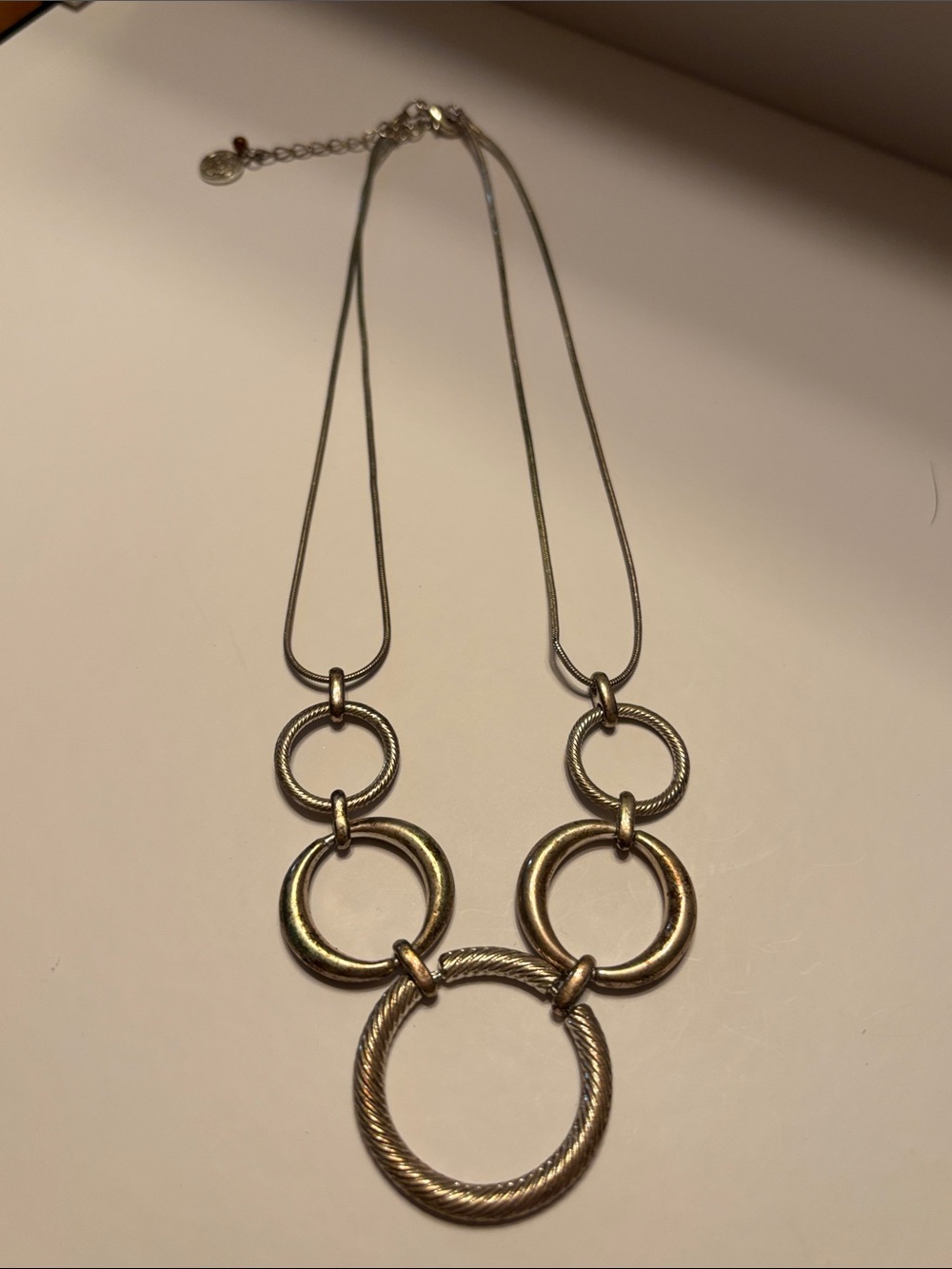 Vintage Liz & Co. Silver-Tone Graduated Ring Bib Necklace